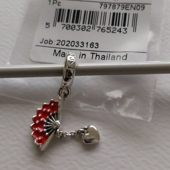 Authentic Pandora *Retired* Sterling Silver Spanish Fan Dangle Charm 797879EN09 - Picture 9 of 10